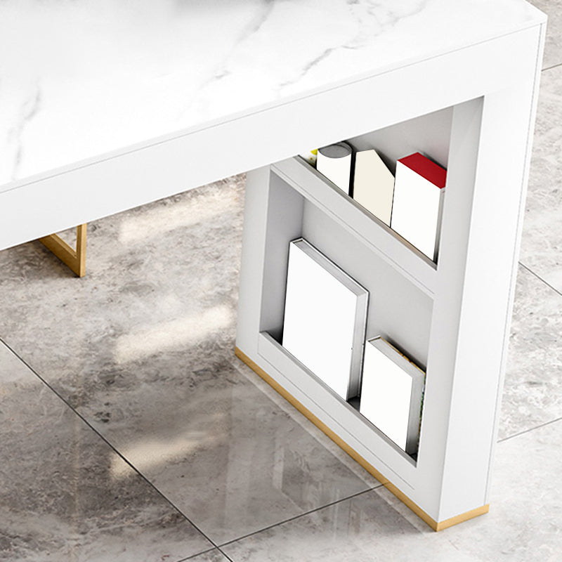 Contemporary Style Rectangle Bar Table Stone Fixed Bistro Bar Desk Clearhalo 'Bar Furniture' 'Bar Tables' 'bar_tables' 'furn' 'furn_bar_tables' 'Furniture' 'Kitchen & Dining Furniture' 6812920