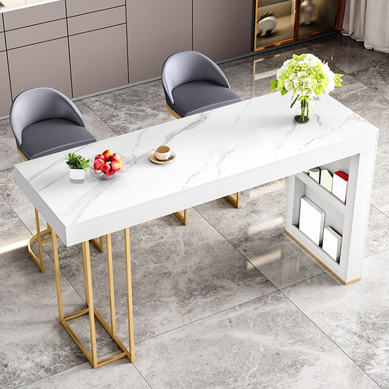 Contemporary Style Rectangle Bar Table Stone Fixed Bistro Bar Desk Clearhalo 'Bar Furniture' 'Bar Tables' 'bar_tables' 'furn' 'furn_bar_tables' 'Furniture' 'Kitchen & Dining Furniture' 6812922