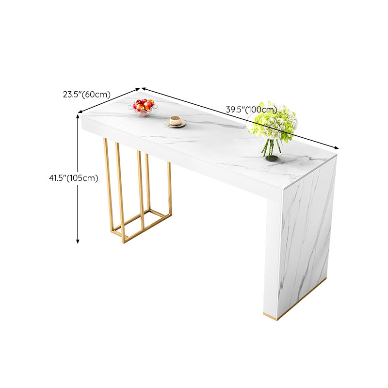 Contemporary Style Rectangle Bar Table Stone Fixed Bistro Bar Desk Clearhalo 'Bar Furniture' 'Bar Tables' 'bar_tables' 'furn' 'furn_bar_tables' 'Furniture' 'Kitchen & Dining Furniture' 6812924