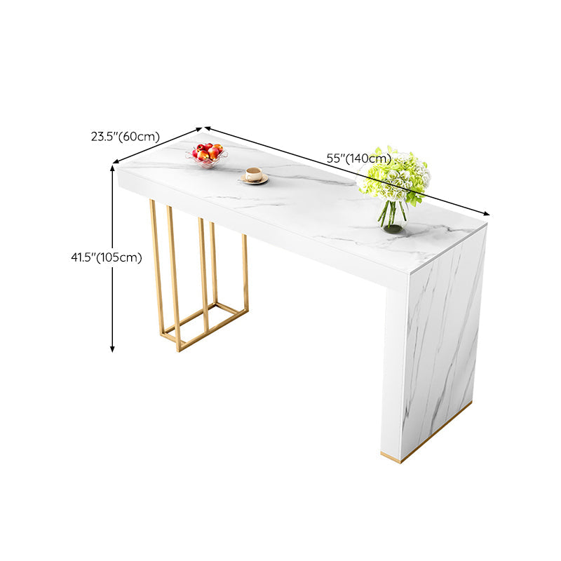 Contemporary Style Rectangle Bar Table Stone Fixed Bistro Bar Desk Clearhalo 'Bar Furniture' 'Bar Tables' 'bar_tables' 'furn' 'furn_bar_tables' 'Furniture' 'Kitchen & Dining Furniture' 6812925