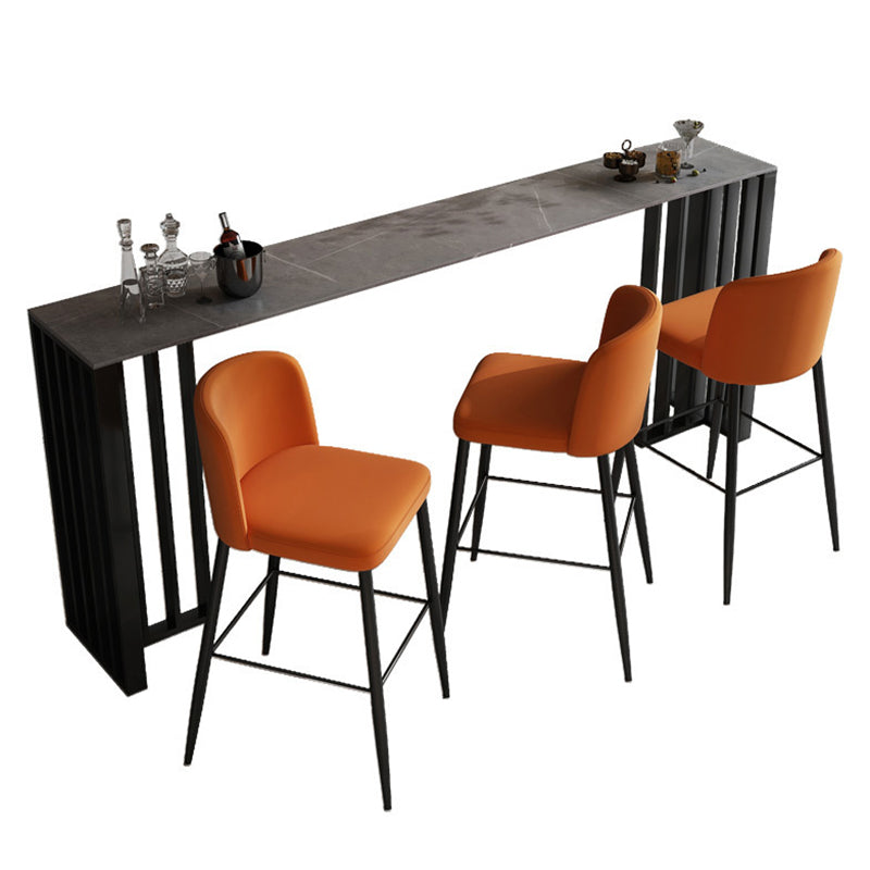 Contemporary Style Rectangle Bar Table Stone Double Pedestal Bar Dining Table for Home Gray Without Chairs Clearhalo 'Bar Furniture' 'Bar Tables' 'bar_tables' 'furn' 'furn_bar_tables' 'Furniture' 'Kitchen & Dining Furniture' 6812933