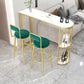 1/3 Pieces Modern Bar Table Set Stone Counter Table with Stools for Kitchen 3 Pieces: White Gold Table, 2 Green Stools Clearhalo 'Bar Furniture' 'furn' 'furn_home_bar_bar_sets' 'Furniture' 'Home Bars & Bar Sets' 'home_bar_bar_sets' 'Kitchen & Dining Furniture' 6813004