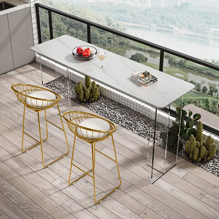 Rectangle Bar Table Set 1/2/3 Pcs Stone Bar Table and Metal Stools Clearhalo 'Bar Furniture' 'furn' 'furn_home_bar_bar_sets' 'Furniture' 'Home Bars & Bar Sets' 'home_bar_bar_sets' 'Kitchen & Dining Furniture' 6813016