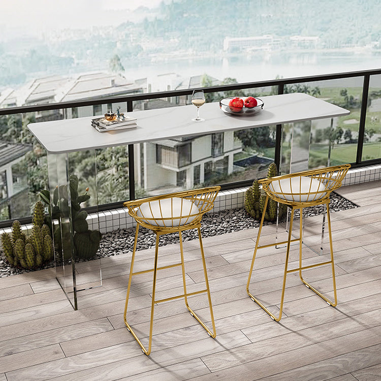 Rectangle Bar Table Set 1/2/3 Pcs Stone Bar Table and Metal Stools Clearhalo 'Bar Furniture' 'furn' 'furn_home_bar_bar_sets' 'Furniture' 'Home Bars & Bar Sets' 'home_bar_bar_sets' 'Kitchen & Dining Furniture' 6813019