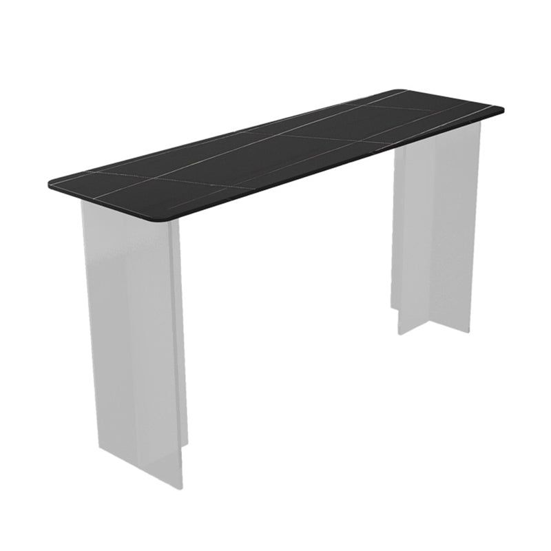 Rectangle Bar Table Set 1/2/3 Pcs Stone Bar Table and Metal Stools Black 79"L x 16"W Clearhalo 'Bar Furniture' 'furn' 'furn_home_bar_bar_sets' 'Furniture' 'Home Bars & Bar Sets' 'home_bar_bar_sets' 'Kitchen & Dining Furniture' 6813020