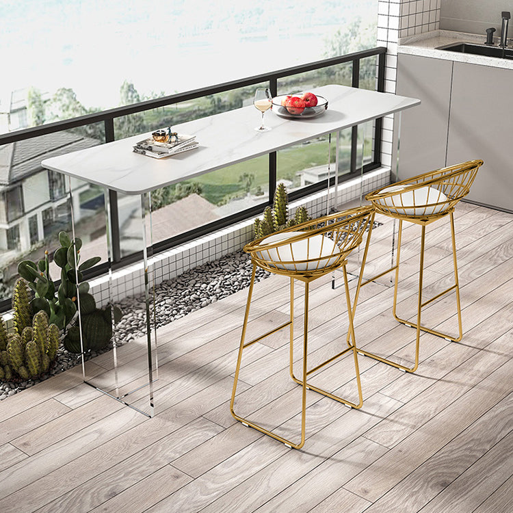 Rectangle Bar Table Set 1/2/3 Pcs Stone Bar Table and Metal Stools 3 Pieces: 1 White Table, 2 Stools Clearhalo 'Bar Furniture' 'furn' 'furn_home_bar_bar_sets' 'Furniture' 'Home Bars & Bar Sets' 'home_bar_bar_sets' 'Kitchen & Dining Furniture' 6813021