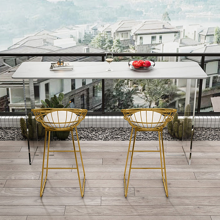 Rectangle Bar Table Set 1/2/3 Pcs Stone Bar Table and Metal Stools Clearhalo 'Bar Furniture' 'furn' 'furn_home_bar_bar_sets' 'Furniture' 'Home Bars & Bar Sets' 'home_bar_bar_sets' 'Kitchen & Dining Furniture' 6813023