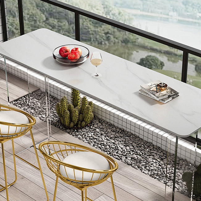 Rectangle Bar Table Set 1/2/3 Pcs Stone Bar Table and Metal Stools Clearhalo 'Bar Furniture' 'furn' 'furn_home_bar_bar_sets' 'Furniture' 'Home Bars & Bar Sets' 'home_bar_bar_sets' 'Kitchen & Dining Furniture' 6813028
