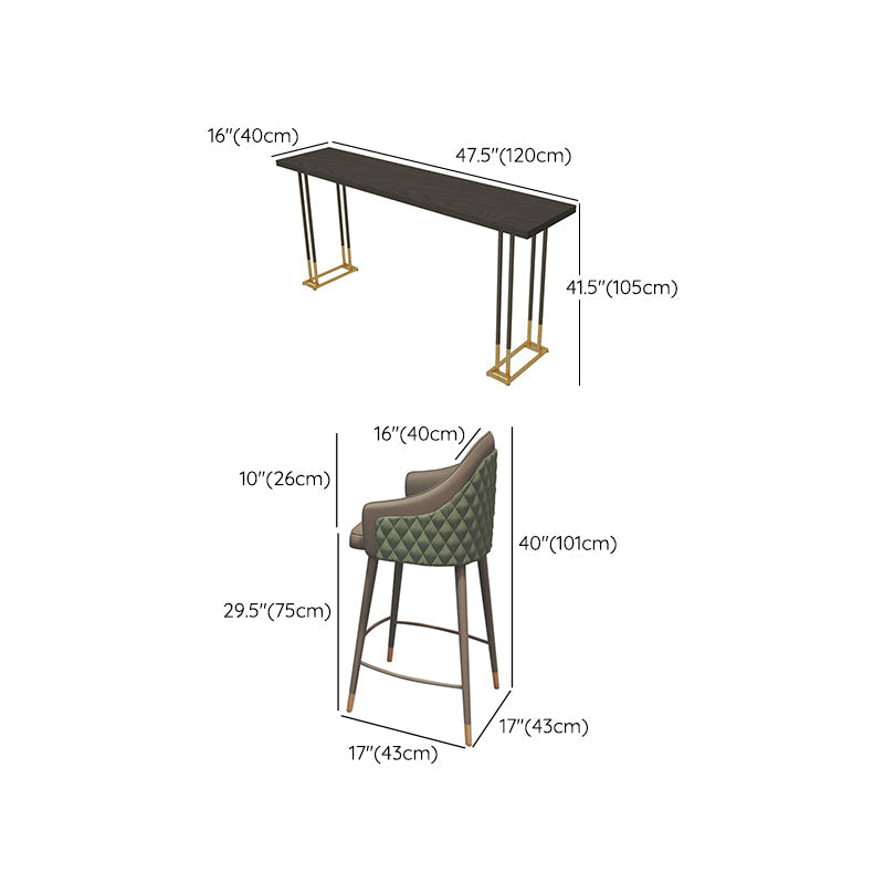 Industrielles Bartisch-Set, 1/4-teilig, Massivholz-Bartisch mit gepolsterten Barhockern