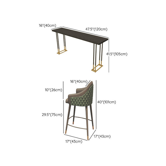 Industrial Bar Table Set 1/4 Pcs Solid Wood Bar Table with Upholstered Bar Stools