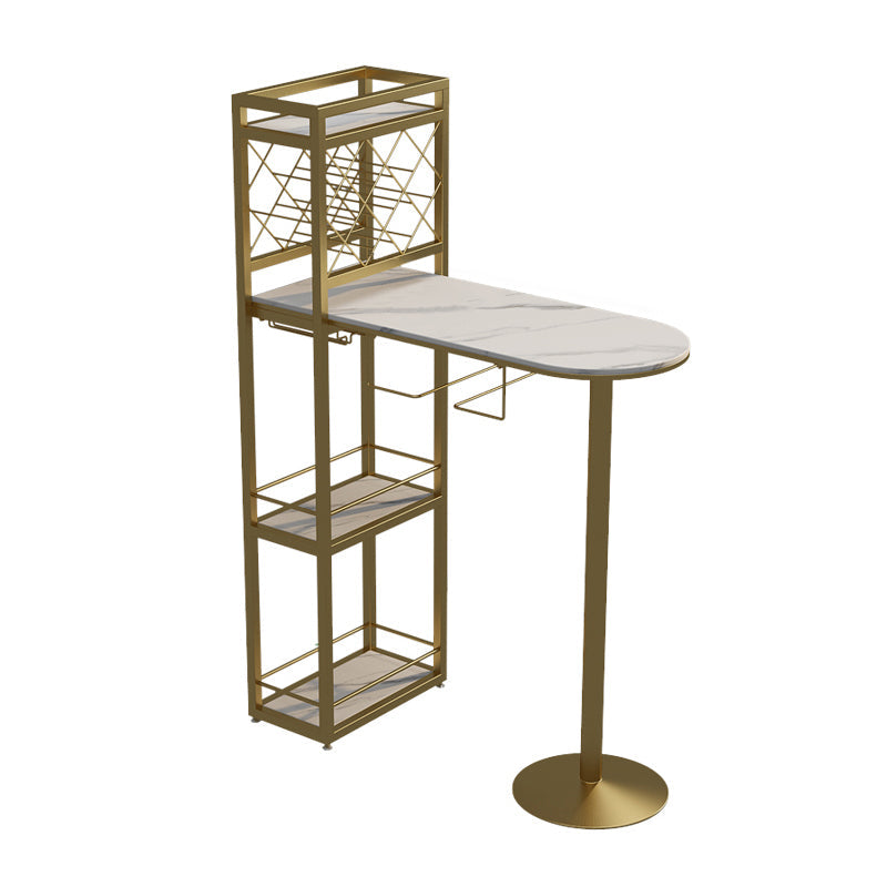 Modern 1/3 Pieces Bar Table Set Stone Counter Table with Rotatable Stools for Living Room White-Gold 39"L x 16"W Clearhalo 'Bar Furniture' 'furn' 'furn_home_bar_bar_sets' 'Furniture' 'Home Bars & Bar Sets' 'home_bar_bar_sets' 'Kitchen & Dining Furniture' 6813064