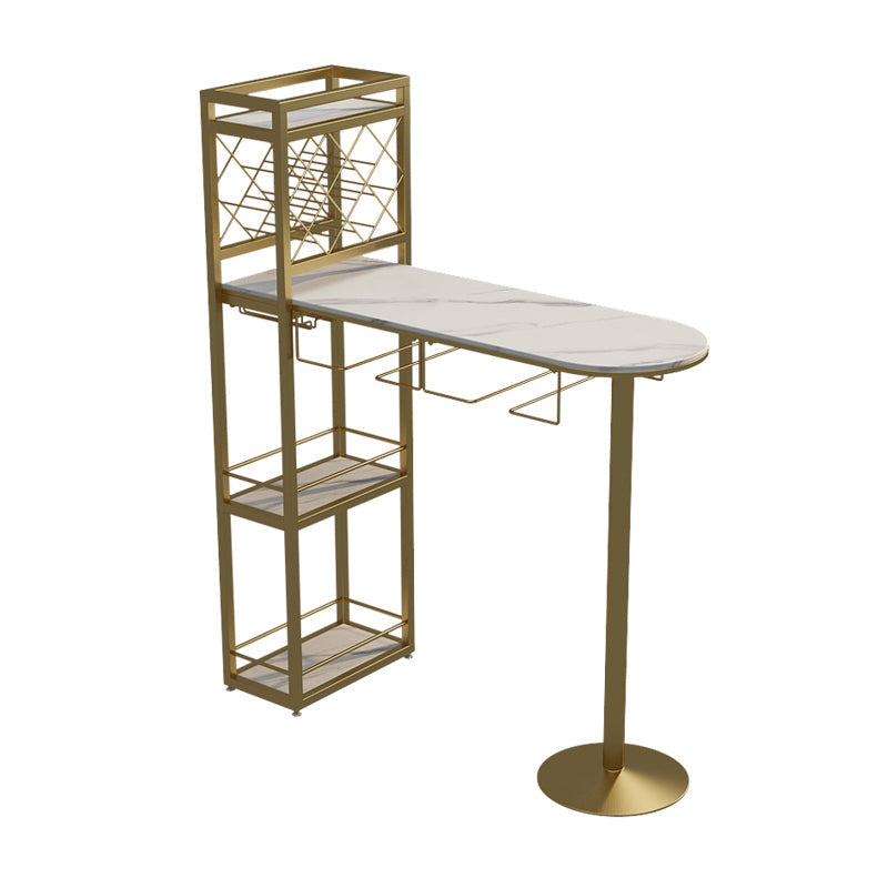 Modern 1/3 Pieces Bar Table Set Stone Counter Table with Rotatable Stools for Living Room White-Gold 47"L x 16"W Clearhalo 'Bar Furniture' 'furn' 'furn_home_bar_bar_sets' 'Furniture' 'Home Bars & Bar Sets' 'home_bar_bar_sets' 'Kitchen & Dining Furniture' 6813067