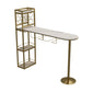 Modern 1/3 Pieces Bar Table Set Stone Counter Table with Rotatable Stools for Living Room White-Gold 63"L x 16"W Clearhalo 'Bar Furniture' 'furn' 'furn_home_bar_bar_sets' 'Furniture' 'Home Bars & Bar Sets' 'home_bar_bar_sets' 'Kitchen & Dining Furniture' 6813073