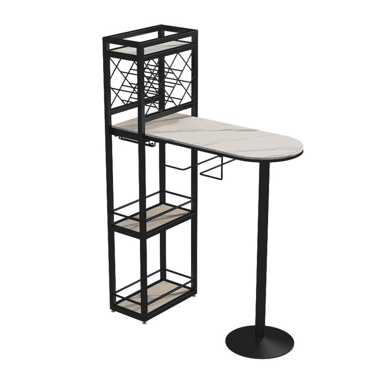 Modern 1/3 Pieces Bar Table Set Stone Counter Table with Rotatable Stools for Living Room White-Black 39"L x 16"W Clearhalo 'Bar Furniture' 'furn' 'furn_home_bar_bar_sets' 'Furniture' 'Home Bars & Bar Sets' 'home_bar_bar_sets' 'Kitchen & Dining Furniture' 6813076