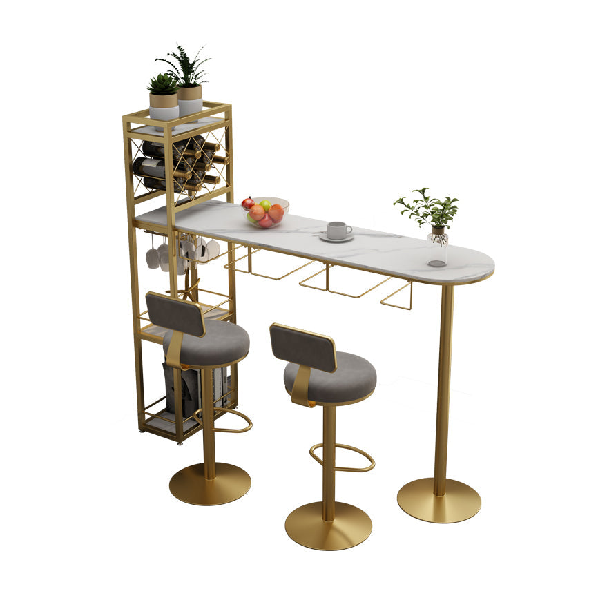 Modern 1/3 Pieces Bar Table Set Stone Counter Table with Rotatable Stools for Living Room Clearhalo 'Bar Furniture' 'furn' 'furn_home_bar_bar_sets' 'Furniture' 'Home Bars & Bar Sets' 'home_bar_bar_sets' 'Kitchen & Dining Furniture' 6813077
