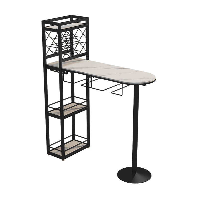 Modern 1/3 Pieces Bar Table Set Stone Counter Table with Rotatable Stools for Living Room White-Black 47"L x 16"W Clearhalo 'Bar Furniture' 'furn' 'furn_home_bar_bar_sets' 'Furniture' 'Home Bars & Bar Sets' 'home_bar_bar_sets' 'Kitchen & Dining Furniture' 6813078