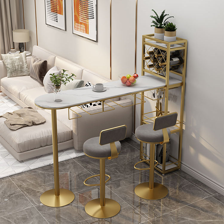 Modern 1/3 Pieces Bar Table Set Stone Counter Table with Rotatable Stools for Living Room Clearhalo 'Bar Furniture' 'furn' 'furn_home_bar_bar_sets' 'Furniture' 'Home Bars & Bar Sets' 'home_bar_bar_sets' 'Kitchen & Dining Furniture' 6813080