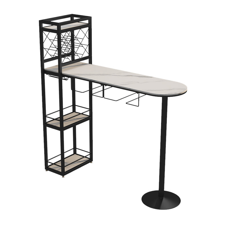 Modern 1/3 Pieces Bar Table Set Stone Counter Table with Rotatable Stools for Living Room White-Black 51"L x 16"W Clearhalo 'Bar Furniture' 'furn' 'furn_home_bar_bar_sets' 'Furniture' 'Home Bars & Bar Sets' 'home_bar_bar_sets' 'Kitchen & Dining Furniture' 6813081