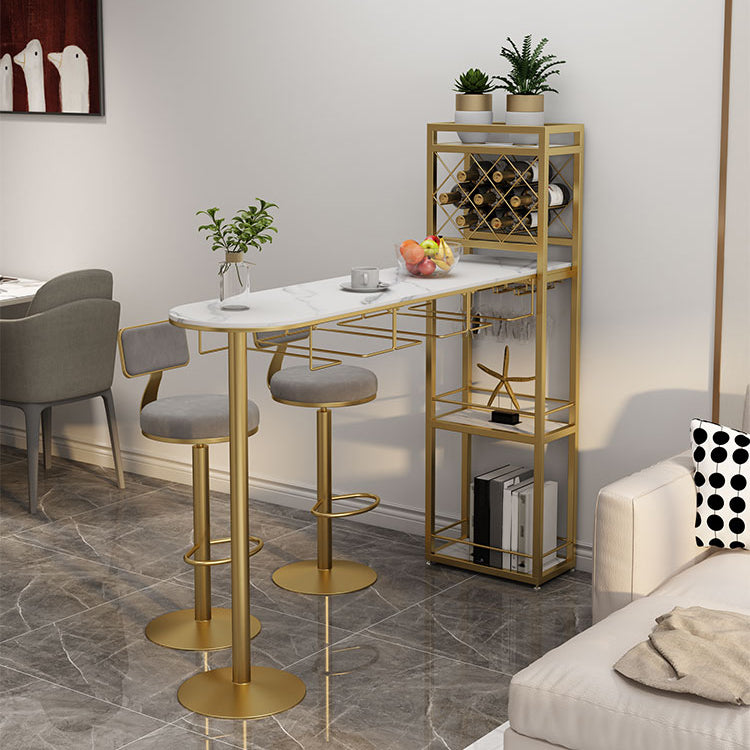 Modern 1/3 Pieces Bar Table Set Stone Counter Table with Rotatable Stools for Living Room Clearhalo 'Bar Furniture' 'furn' 'furn_home_bar_bar_sets' 'Furniture' 'Home Bars & Bar Sets' 'home_bar_bar_sets' 'Kitchen & Dining Furniture' 6813083
