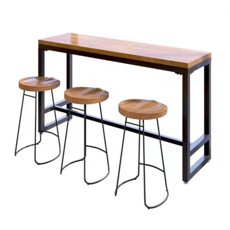 Solid Wood Bar Table Set 1/4/6/7 Pcs Industrial Bar Table and Stools 4 Pieces: Table, 3 Wood Stools Clearhalo 'Bar Furniture' 'furn' 'furn_home_bar_bar_sets' 'Furniture' 'Home Bars & Bar Sets' 'home_bar_bar_sets' 'Kitchen & Dining Furniture' 6813109