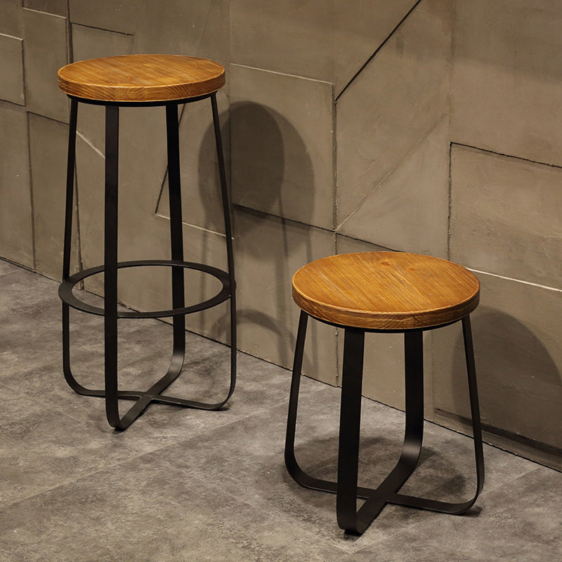 Solid Wood Bar Stool Contemporary Armless Dining Stool with Metal Base Clearhalo 'Bar Furniture' 'Bar Stools' 'bar_stools' 'furn' 'furn_bar_stools' 'Furniture' 'Kitchen & Dining Furniture' 6813190