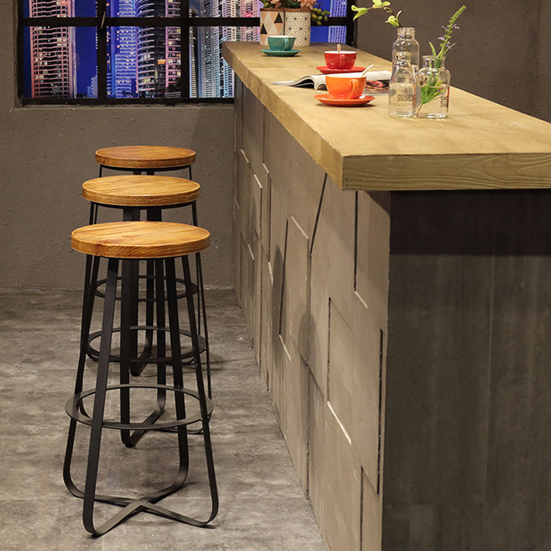 Solid Wood Bar Stool Contemporary Armless Dining Stool with Metal Base Clearhalo 'Bar Furniture' 'Bar Stools' 'bar_stools' 'furn' 'furn_bar_stools' 'Furniture' 'Kitchen & Dining Furniture' 6813192