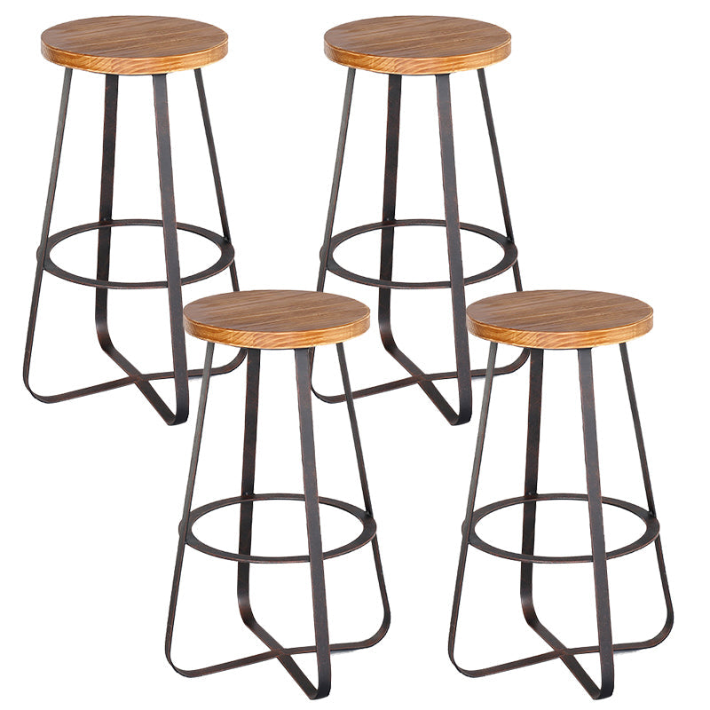 Solid Wood Bar Stool Contemporary Armless Dining Stool with Metal Base 4 Piece Set Counter Stool(26"H) Clearhalo 'Bar Furniture' 'Bar Stools' 'bar_stools' 'furn' 'furn_bar_stools' 'Furniture' 'Kitchen & Dining Furniture' 6813193