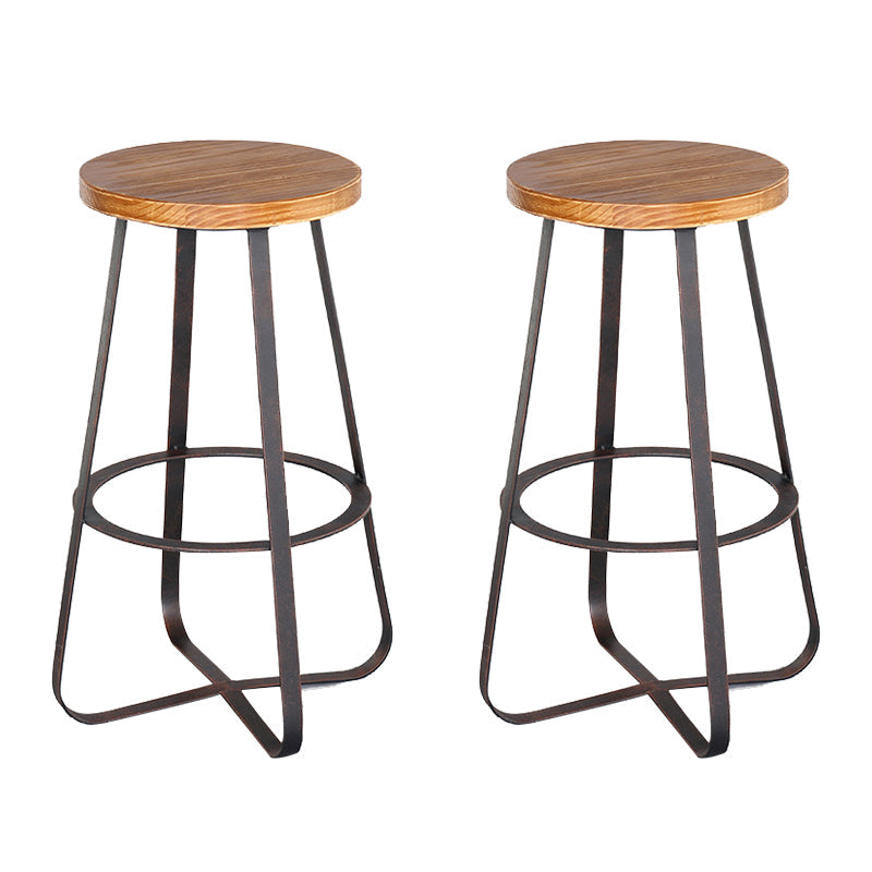 Solid Wood Bar Stool Contemporary Armless Dining Stool with Metal Base 2 Piece Set Bar Stool(30"H) Clearhalo 'Bar Furniture' 'Bar Stools' 'bar_stools' 'furn' 'furn_bar_stools' 'Furniture' 'Kitchen & Dining Furniture' 6813198