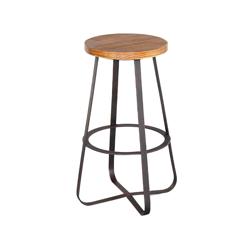 Solid Wood Bar Stool Contemporary Armless Dining Stool with Metal Base Clearhalo 'Bar Furniture' 'Bar Stools' 'bar_stools' 'furn' 'furn_bar_stools' 'Furniture' 'Kitchen & Dining Furniture' 6813199