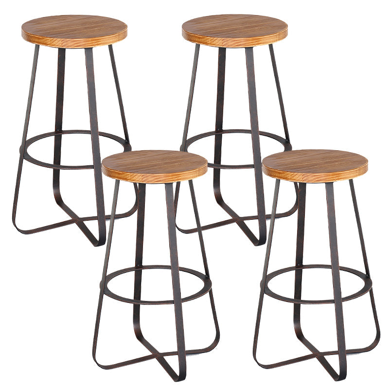 Solid Wood Bar Stool Contemporary Armless Dining Stool with Metal Base 4 Piece Set Bar Stool(30"H) Clearhalo 'Bar Furniture' 'Bar Stools' 'bar_stools' 'furn' 'furn_bar_stools' 'Furniture' 'Kitchen & Dining Furniture' 6813201