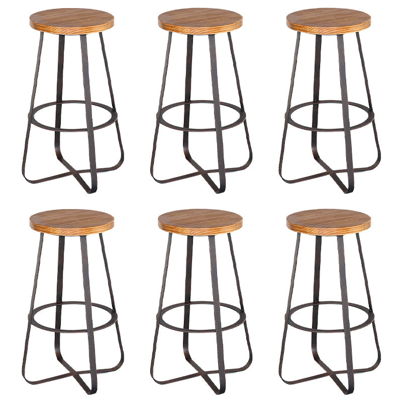 Solid Wood Bar Stool Contemporary Armless Dining Stool with Metal Base 6 Piece Set Bar Stool(30"H) Clearhalo 'Bar Furniture' 'Bar Stools' 'bar_stools' 'furn' 'furn_bar_stools' 'Furniture' 'Kitchen & Dining Furniture' 6813202