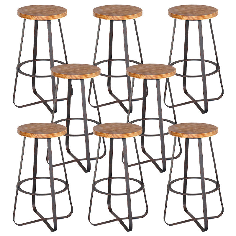 Solid Wood Bar Stool Contemporary Armless Dining Stool with Metal Base 8 Piece Set Bar Stool(30"H) Clearhalo 'Bar Furniture' 'Bar Stools' 'bar_stools' 'furn' 'furn_bar_stools' 'Furniture' 'Kitchen & Dining Furniture' 6813204
