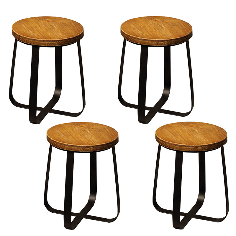 Solid Wood Bar Stool Contemporary Armless Dining Stool with Metal Base 4 Piece Set Short Stool(18"H) Clearhalo 'Bar Furniture' 'Bar Stools' 'bar_stools' 'furn' 'furn_bar_stools' 'Furniture' 'Kitchen & Dining Furniture' 6813206