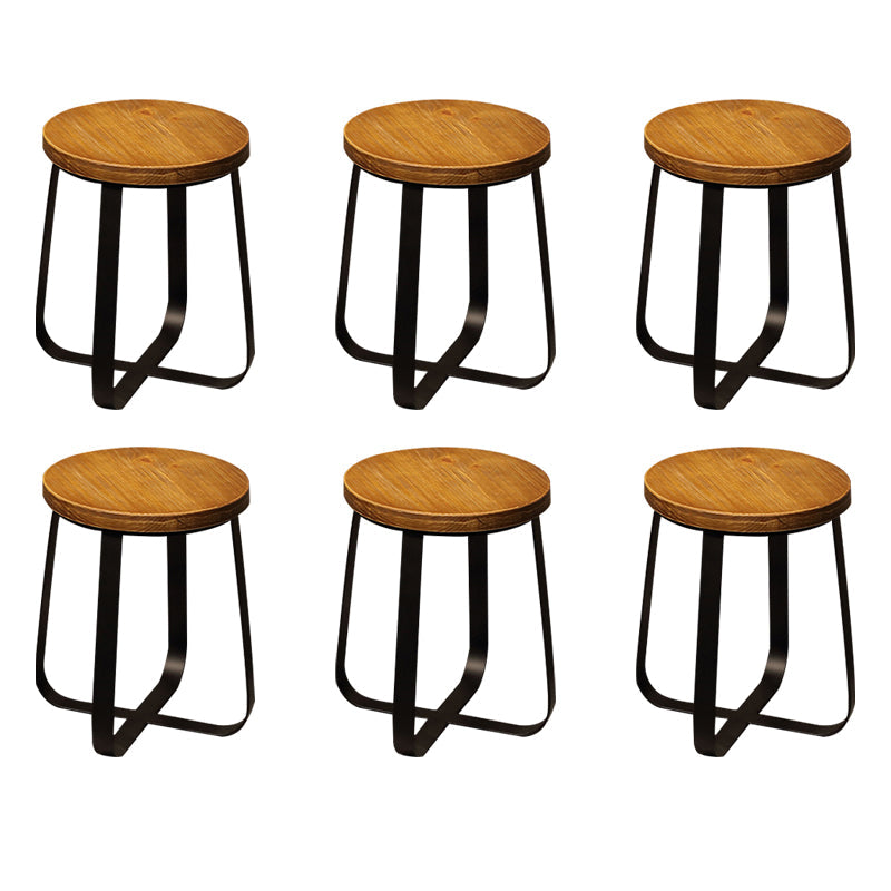 Solid Wood Bar Stool Contemporary Armless Dining Stool with Metal Base 6 Piece Set Short Stool(18"H) Clearhalo 'Bar Furniture' 'Bar Stools' 'bar_stools' 'furn' 'furn_bar_stools' 'Furniture' 'Kitchen & Dining Furniture' 6813207