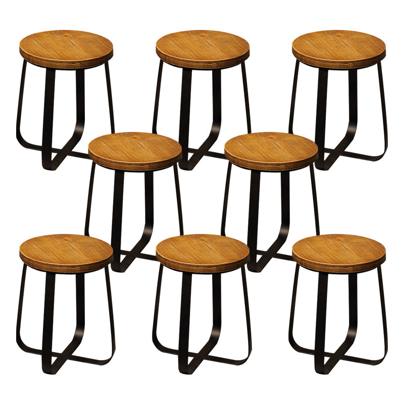 Solid Wood Bar Stool Contemporary Armless Dining Stool with Metal Base 8 Piece Set Short Stool(18"H) Clearhalo 'Bar Furniture' 'Bar Stools' 'bar_stools' 'furn' 'furn_bar_stools' 'Furniture' 'Kitchen & Dining Furniture' 6813208