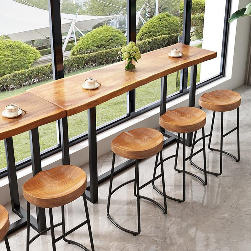 Contemporary Solid Wood Bar Stool Armless Dining Stool with Metal Base Clearhalo 'Bar Furniture' 'Bar Stools' 'bar_stools' 'furn' 'furn_bar_stools' 'Furniture' 'Kitchen & Dining Furniture' 6813214