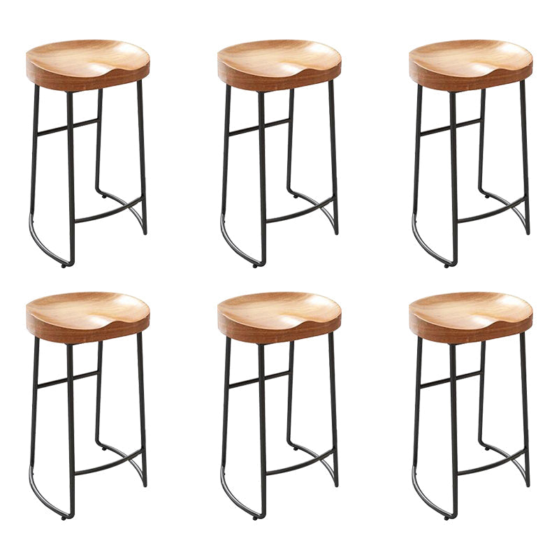 Contemporary Solid Wood Bar Stool Armless Dining Stool with Metal Base Dark Brown 6 Piece Set Counter Stool(26"H) Clearhalo 'Bar Furniture' 'Bar Stools' 'bar_stools' 'furn' 'furn_bar_stools' 'Furniture' 'Kitchen & Dining Furniture' 6813216