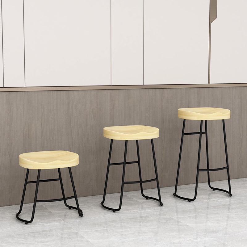 Contemporary Solid Wood Bar Stool Armless Dining Stool with Metal Base Clearhalo 'Bar Furniture' 'Bar Stools' 'bar_stools' 'furn' 'furn_bar_stools' 'Furniture' 'Kitchen & Dining Furniture' 6813218