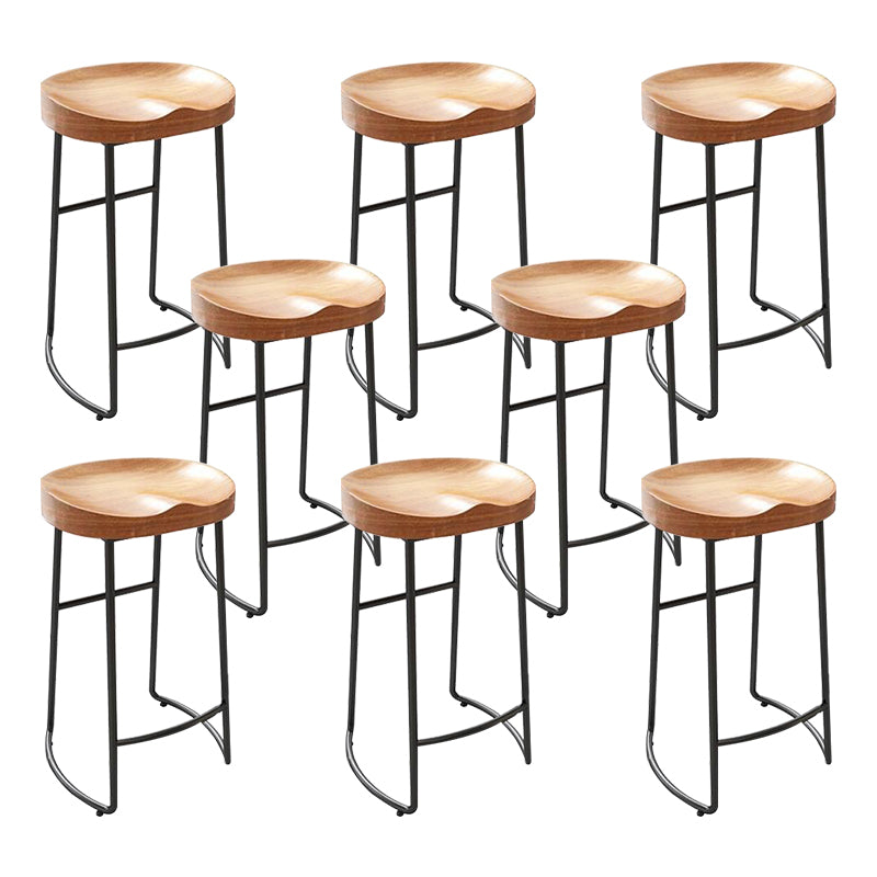 Contemporary Solid Wood Bar Stool Armless Dining Stool with Metal Base Dark Brown 8 Piece Set Counter Stool(26"H) Clearhalo 'Bar Furniture' 'Bar Stools' 'bar_stools' 'furn' 'furn_bar_stools' 'Furniture' 'Kitchen & Dining Furniture' 6813219