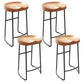Contemporary Solid Wood Bar Stool Armless Dining Stool with Metal Base Dark Brown 4 Piece Set Bar Stool(30"H) Clearhalo 'Bar Furniture' 'Bar Stools' 'bar_stools' 'furn' 'furn_bar_stools' 'Furniture' 'Kitchen & Dining Furniture' 6813223