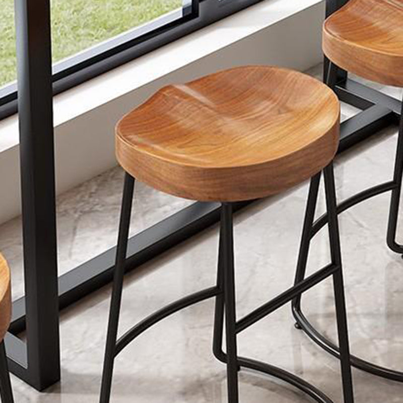 Contemporary Solid Wood Bar Stool Armless Dining Stool with Metal Base Clearhalo 'Bar Furniture' 'Bar Stools' 'bar_stools' 'furn' 'furn_bar_stools' 'Furniture' 'Kitchen & Dining Furniture' 6813225