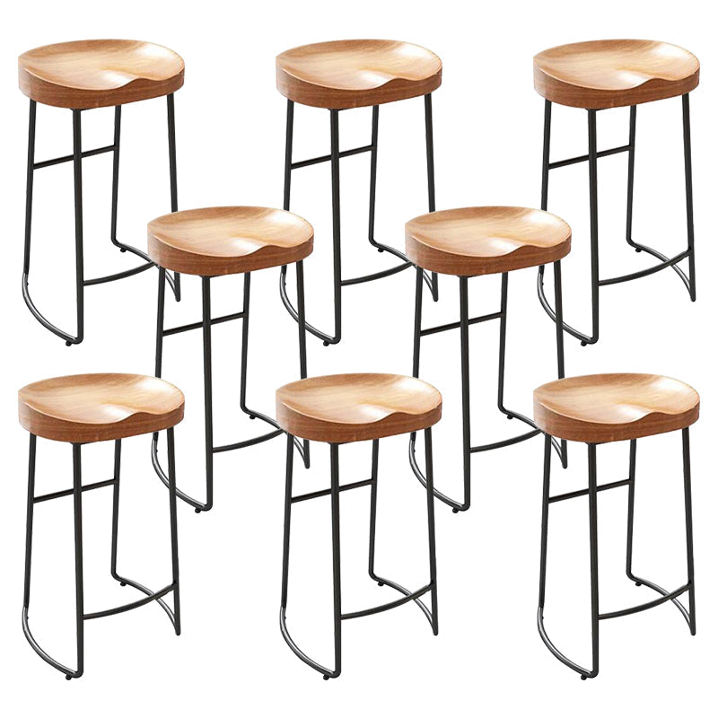 Contemporary Solid Wood Bar Stool Armless Dining Stool with Metal Base Dark Brown 8 Piece Set Bar Stool(30"H) Clearhalo 'Bar Furniture' 'Bar Stools' 'bar_stools' 'furn' 'furn_bar_stools' 'Furniture' 'Kitchen & Dining Furniture' 6813226