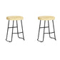 Contemporary Solid Wood Bar Stool Armless Dining Stool with Metal Base Brown 2 Piece Set Counter Stool(26"H) Clearhalo 'Bar Furniture' 'Bar Stools' 'bar_stools' 'furn' 'furn_bar_stools' 'Furniture' 'Kitchen & Dining Furniture' 6813227