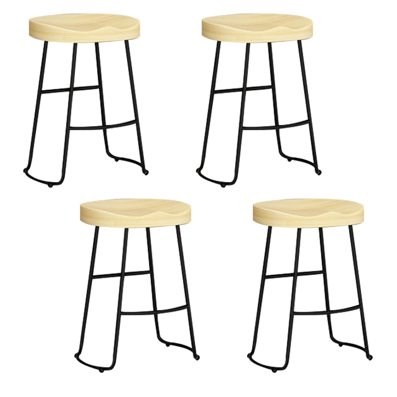 Contemporary Solid Wood Bar Stool Armless Dining Stool with Metal Base Brown 4 Piece Set Counter Stool(26"H) Clearhalo 'Bar Furniture' 'Bar Stools' 'bar_stools' 'furn' 'furn_bar_stools' 'Furniture' 'Kitchen & Dining Furniture' 6813228