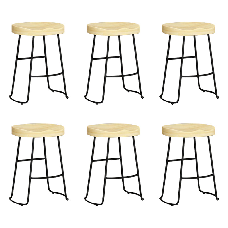 Contemporary Solid Wood Bar Stool Armless Dining Stool with Metal Base Brown 6 Piece Set Counter Stool(26"H) Clearhalo 'Bar Furniture' 'Bar Stools' 'bar_stools' 'furn' 'furn_bar_stools' 'Furniture' 'Kitchen & Dining Furniture' 6813229