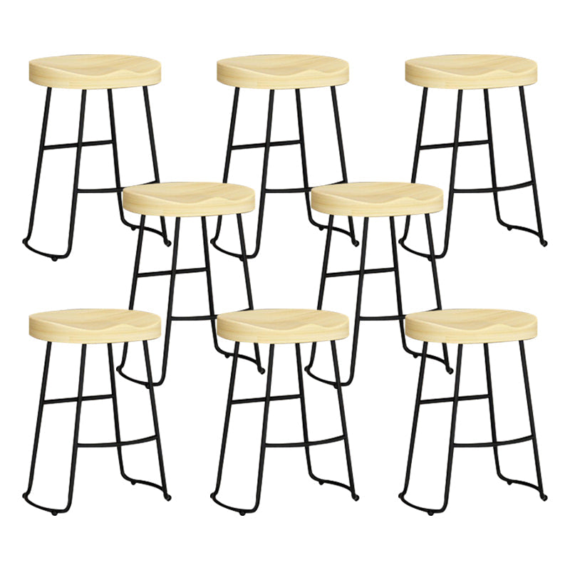 Contemporary Solid Wood Bar Stool Armless Dining Stool with Metal Base Brown 8 Piece Set Counter Stool(26"H) Clearhalo 'Bar Furniture' 'Bar Stools' 'bar_stools' 'furn' 'furn_bar_stools' 'Furniture' 'Kitchen & Dining Furniture' 6813230