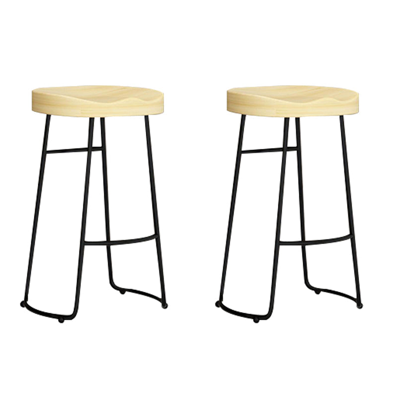 Contemporary Solid Wood Bar Stool Armless Dining Stool with Metal Base Brown 2 Piece Set Bar Stool(30"H) Clearhalo 'Bar Furniture' 'Bar Stools' 'bar_stools' 'furn' 'furn_bar_stools' 'Furniture' 'Kitchen & Dining Furniture' 6813231