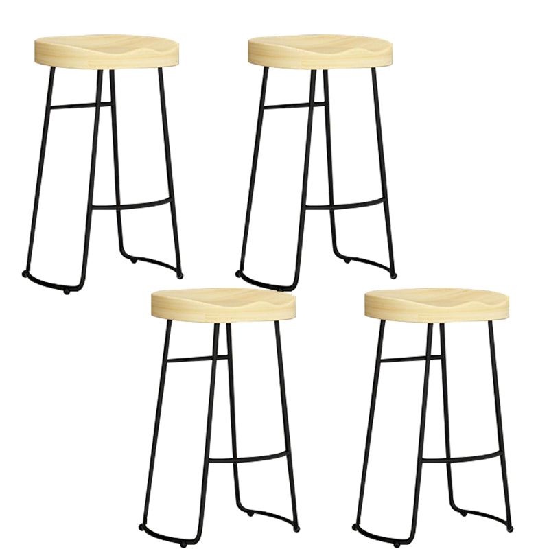 Contemporary Solid Wood Bar Stool Armless Dining Stool with Metal Base Brown 4 Piece Set Bar Stool(30"H) Clearhalo 'Bar Furniture' 'Bar Stools' 'bar_stools' 'furn' 'furn_bar_stools' 'Furniture' 'Kitchen & Dining Furniture' 6813232