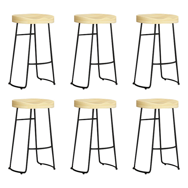 Contemporary Solid Wood Bar Stool Armless Dining Stool with Metal Base Brown 6 Piece Set Bar Stool(30"H) Clearhalo 'Bar Furniture' 'Bar Stools' 'bar_stools' 'furn' 'furn_bar_stools' 'Furniture' 'Kitchen & Dining Furniture' 6813233