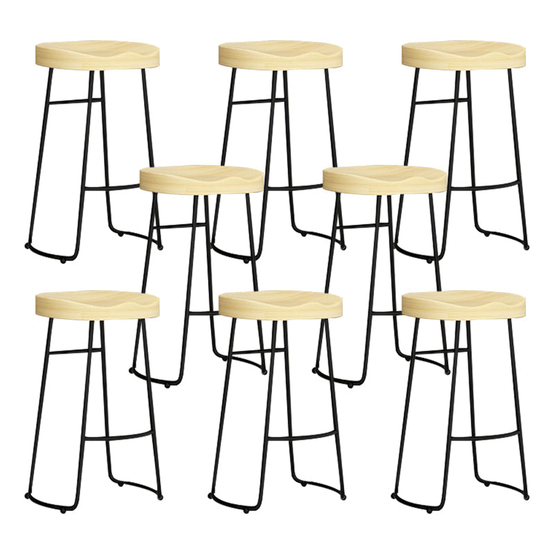 Contemporary Solid Wood Bar Stool Armless Dining Stool with Metal Base Brown 8 Piece Set Bar Stool(30"H) Clearhalo 'Bar Furniture' 'Bar Stools' 'bar_stools' 'furn' 'furn_bar_stools' 'Furniture' 'Kitchen & Dining Furniture' 6813234